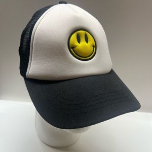 Smiley face trucker hat snap back